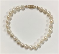 Pearl & 14k Clasp Bracelet
