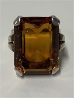 Sterling Ring w/ Large Yellow Stone
