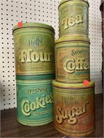 Vintage 4pc. Canister Set w/ Cookie Tin  Circa