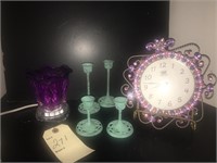 CUTE CLOCK, METAL CANDLESTICKS, NIGHLIGHT/LAMP