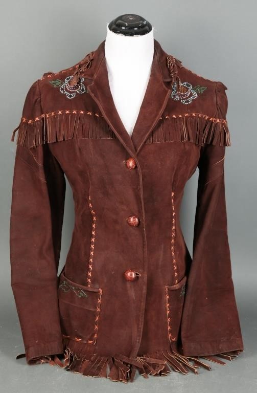 Vintage Suede Leather & Beaded  Womens Jacket