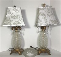 Pair of Brass & Glass Table Lamps