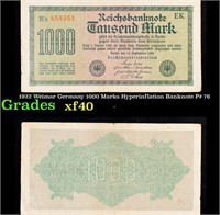 1922 Weimar Germany 1000 Marks Hyperinflation Bank