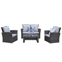 Gray Outdoor Patio PE Rattan Wicker Chairs