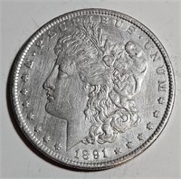 1891 s AU Grade Morgan Silver Dollar -$125 CPG