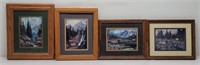 (4) Framed and Matted Pictures of Elk Near Water