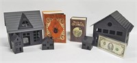 HALLOWEEN TIN CANDLE HOUSES, BOOK BOXES