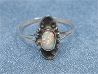 Sterling Silver Opal Ring Hallmarked