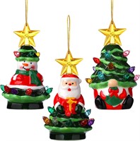 4.5 Ceramic Christmas Tree with Lights  3 Pcs