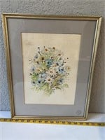 Framed Blue and White Flowers Print