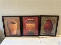 3 Pieces Framed Artwork-Urns and Jugs