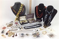 Assorted costume jewelry (beaded necklaces,