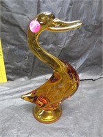 Blown Art Glass Duck 9"