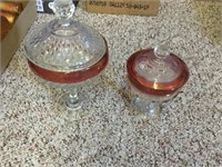 Two Piece Lead Crystal Candy Dishes with Covers