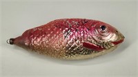 LARGE 6" ANTIQUE GLASS PINK FISH ORNAMENT