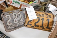 1939 and 1940 Indiana License Plates