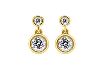 14K YELLOW GOLD 0.72CT DIAMOND BEZEL DROP EARRINGS