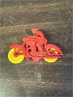 Vintage Auburn Rubber Motorcycle Toy - Red