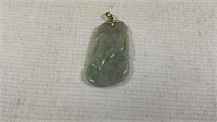 14k Gold Clasp Carved Jade Pendent