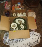 Dishes, Avon items, misc.