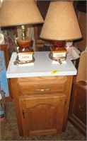 2 coffee table lamps and stand/cabinet