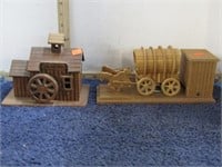 WIND-UP WOODEN COVERED WAGON & MILL