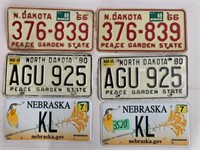 6-License Plates – No. Dakota & Nebraska