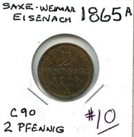 German State 1865A Saxe-Weimar-Eisenach 2 Pfennig