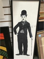 PAINTING OF CHARLIE CHAPLAIN ON LINEN