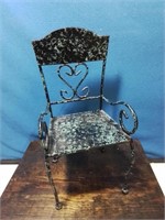 Green and black metal decorative chair 11 inches