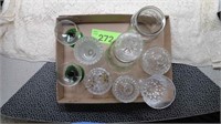 Glass Decanter / Covered Dish / Glasses Lot