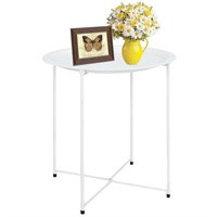 White End Table, Outdoor White Side Table for Smal