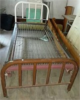 Twin size metal bed, head board painted white