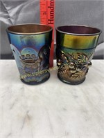 2 amethyst carnival tumblers right is north wood
