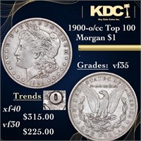 1900-o/cc Top 100 Morgan Dollar $1 Grades vf++
