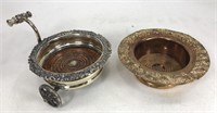 Brass dishes with wood inlay