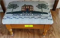 NEEDLE POINT STORAGE FOOT STOOL