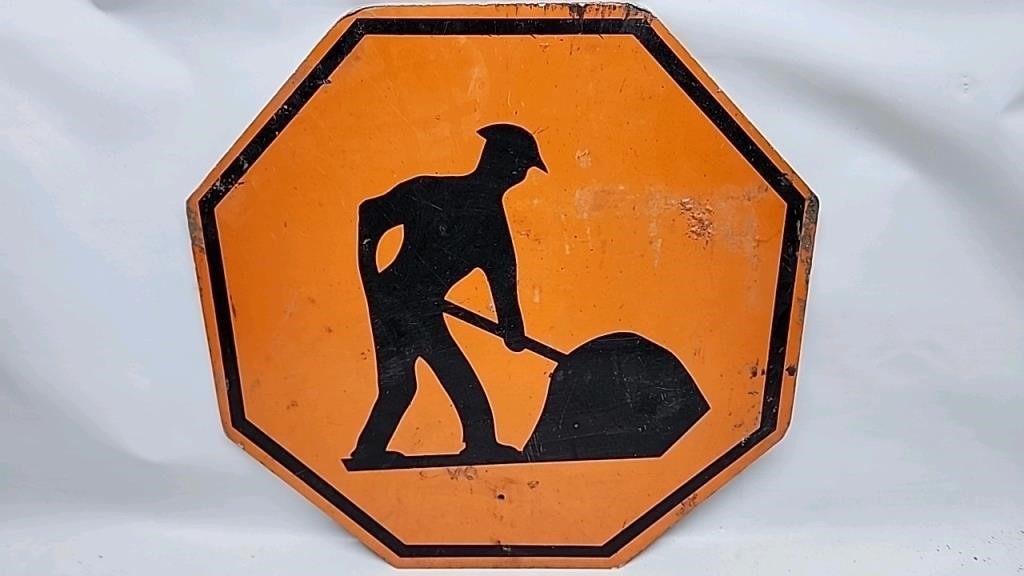 Construction Digging & Stop sign