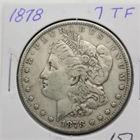 1878 MORGAN SILVER DOLLAR 7 TAIL FEATHERS