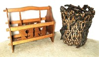 Free Form Wood Basket & Magazine Rack