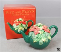 Fitz & Floyd Poinsettia Porcelain Teapot