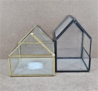 2pc Geometric Terrarium House Planters