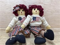 American boy and girl rag dolls