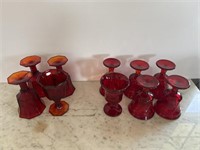 Ruby Glassware. 4 Glasses w/ Octagon shape 6