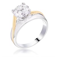 18k Two Tone Gold 1.70ct White Sapphire Ring