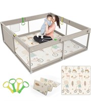 MLOONG BABY PLAYPEN WITH MAT, 59X59 INCHES