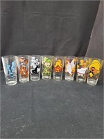 Lot of 8 Pepsi Collector Series Cartoon Glasses