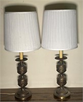 Pair of brass working lamps 35 inch tall