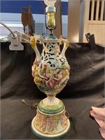 Antique Capodimonte Porcelain Cherub Lamp Rare
