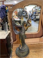 Vintage Bronzed Finished Statute W/ Mirror Plaster